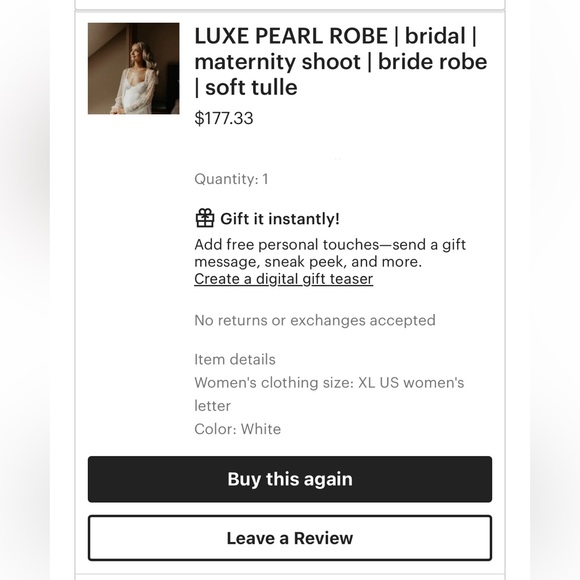 Floor length pearl tulle robe - Picture 6 of 6